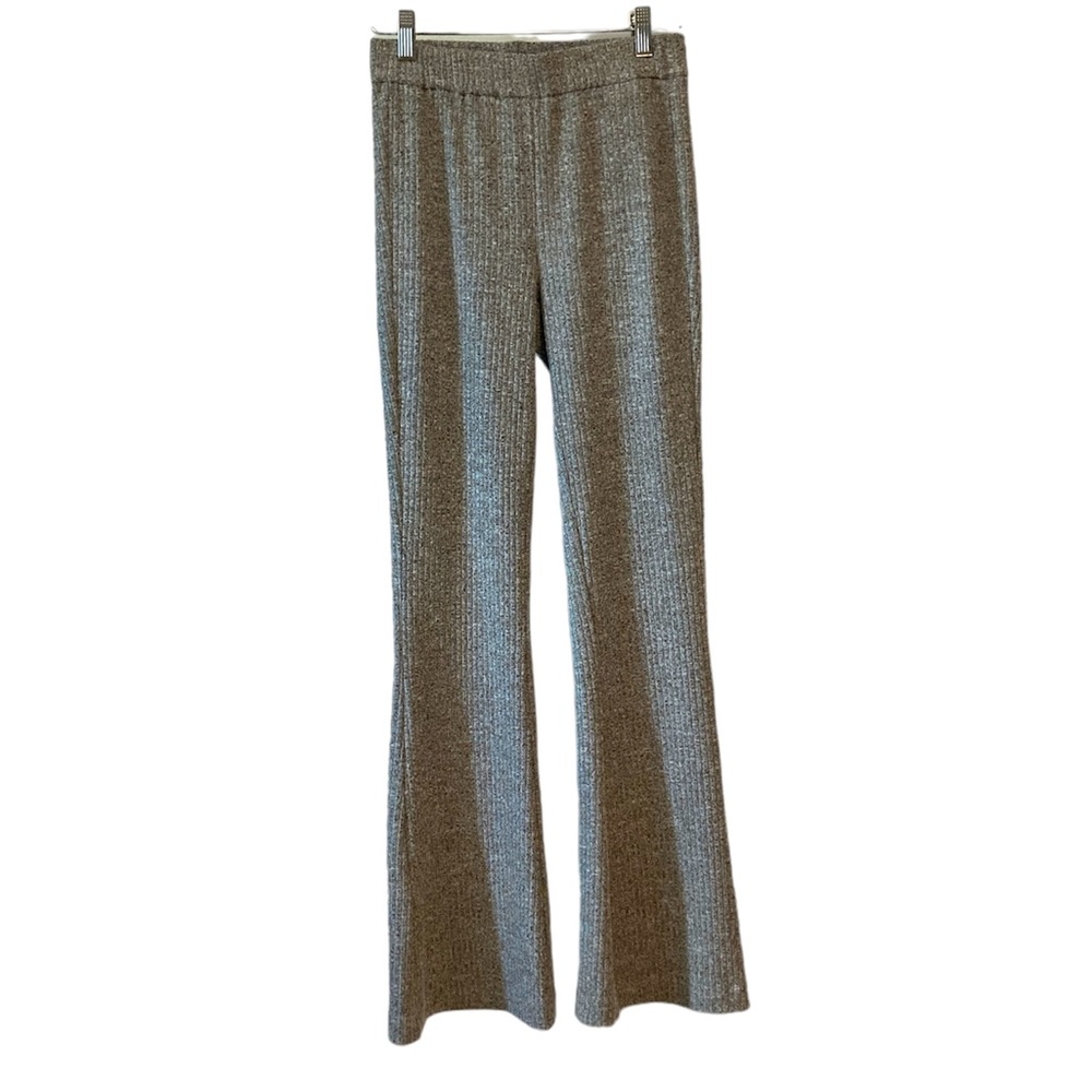 Vero Moda Flared Pant Rib Jersey Athleisure Travel Comfy Cozy Gray Variegated Sm